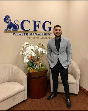 Polanco at his first internship with CFG Wealth Management.