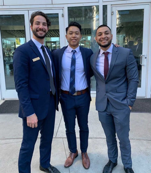 Polanco and friends at his initiation into the Delta Sigma Pi business fraternity.
