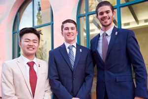 Fowler Scholars Brady Brucin, Khai Nguyen, and Davis Boring attended a donor event last year at the Tula Community Center.