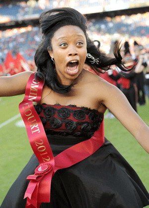 McNutt finds out that she is named homecoming queen for 2012 (Photo Credit: Ernie Anderson, SDSU Athletics)