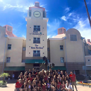 Medina-Solórzano and the 2015-2016 Dance Marathon Leadership team at their annual Leadership retreat held at Rady Children's Hospital-San Diego.