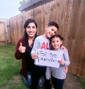 Jessica Moreno with her two children. 