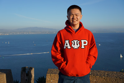Nguyen after a hike with some of his Alpha Psi Rho fraternity brothers.