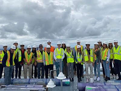 RES members touring one of the tallest buildings in San Diego. At this case study, members were able to listen in on the project managers/construction engineers plans and received a tour of the entire building.