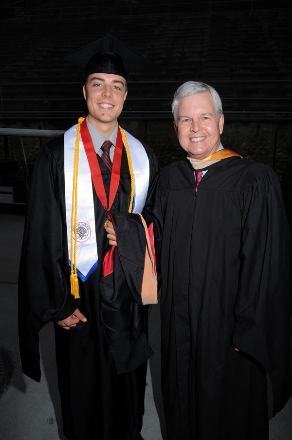 Ryan Aanerud in 2011 (left) with his most influential professor, Will Snyder.
