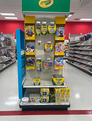 Sydney's Crayola endcap she completed when working with the General Merchandise Team.