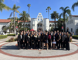 Sports MBA Class of 2025 in front of Hepner Hall