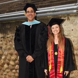Julie Seely, Outstanding Management Student with her Most Influential Faculty, Dan Eaton, SDSU 2023 Commencement