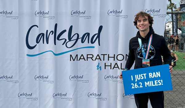 Johnson shares his accomplishment right after finishing the Carlsbad Marathon