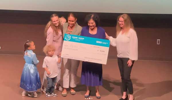 Radigan (in green jacket) and the Parent Share team won SDSU’s ZIP Launchpad’s 2023 Social Venture Challenge (courtesy of SDSU)