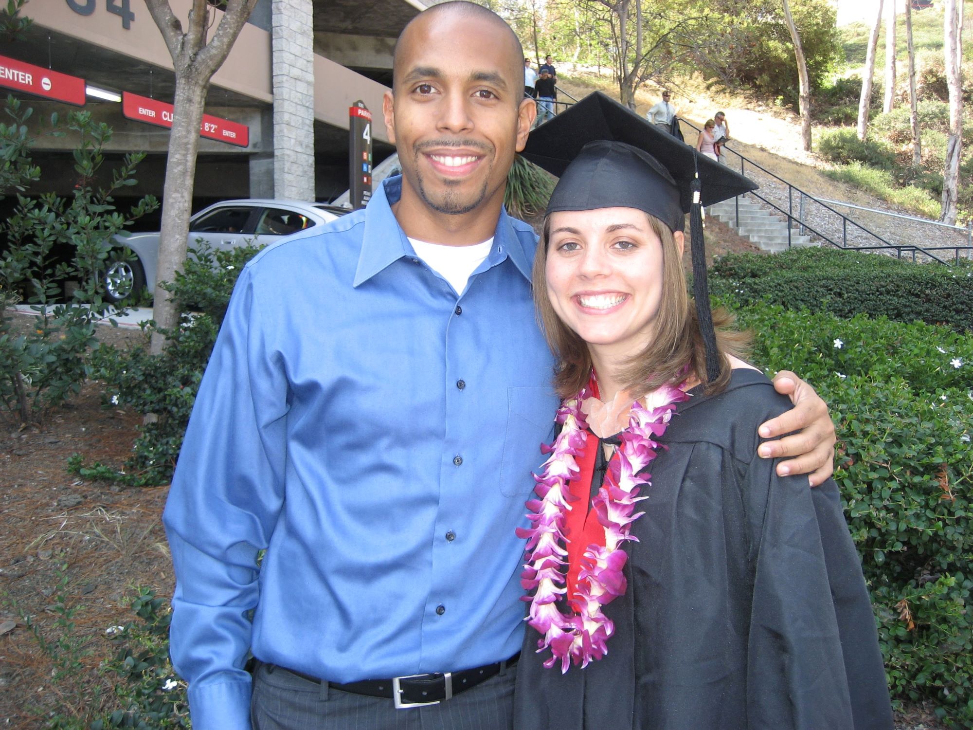 Adam and Ashley Riggs-Zeigen at Ashley’s SDSU commencement ceremony