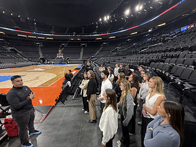 Sports MBA students courtside at Intuit Dome